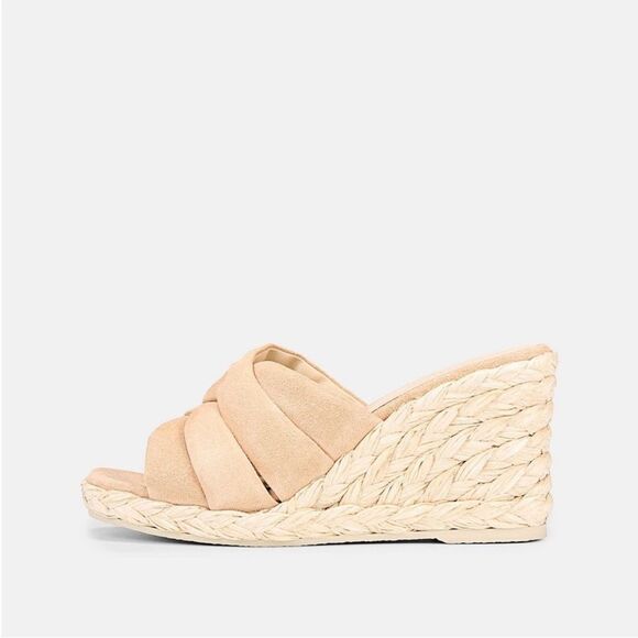 VINCE Women Gilian Suede Wedge Sandal Blonde Size 8M Beige NEW - Picture 5 of 16